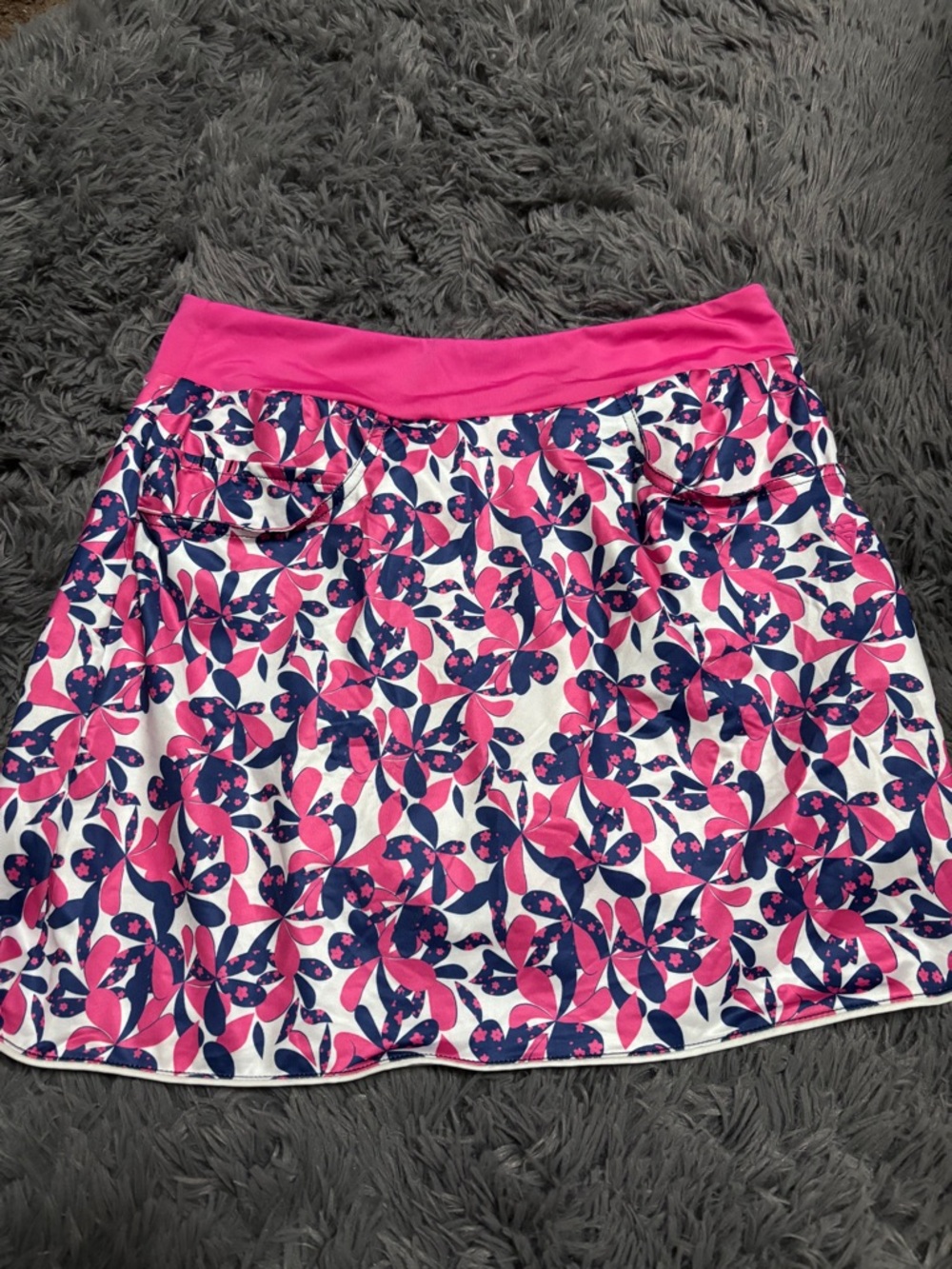 Women's Pink & Navy Floral Active Skirt with shorts and pockets skort medium